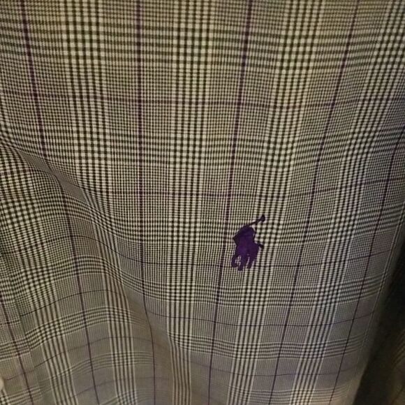 Ralph Lauren classic fit. Green with purple stripe button down, XL(17). - Picture 2 of 4